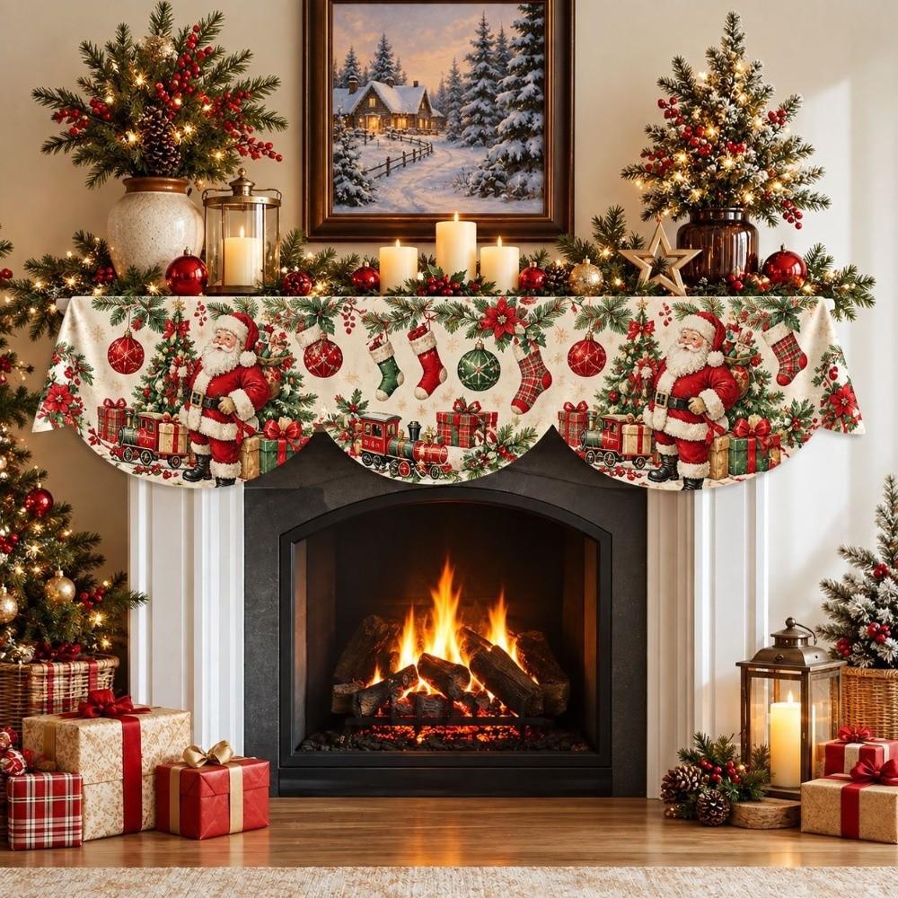 Impact-resistant Christmas Fireplace Scarf Stain-resistant Xmas Fireplace Cover New Year
