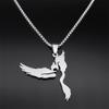 Ballerina Ballet Dancer Dancing Girl Necklace for Women Men Stainless Steel Dove of Peace Bird Shape Chain Jewelry NZZZ520S01