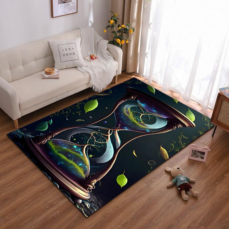 

Mystical Hourglass Design Carpet with Cosmic and Leaf Pattern Suitable for use as an anti-slip for living room bedroom sofas 40x60cm( 15x23in )