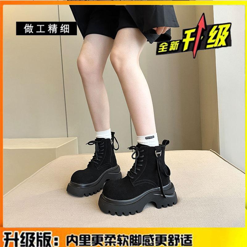 

Кожаные ретро ботинки на толстой подошве с увеличением роста детские модели 2025 осень и зима новые тонкие короткие ботинки в британском стиле одинарные ботинки 40