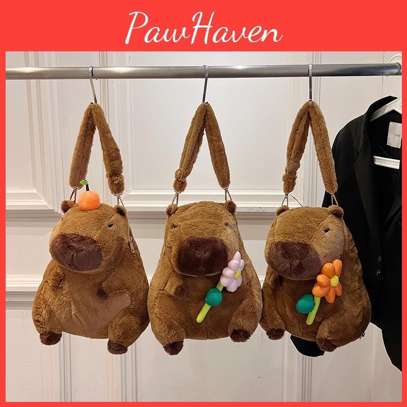Capybara Plush Charming Toy Backpack For Children In Vibrant Orange And Pink