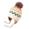 Jacquard Baby Knitted Hat Hairball Kids Earmuffs Cap Fashion Children Beanies Cap  Windproof