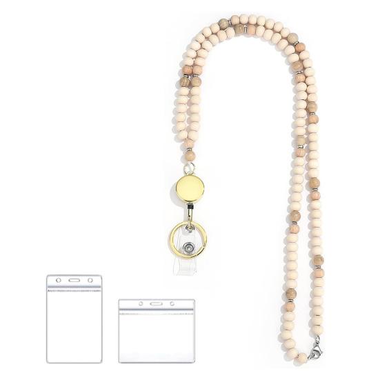 

Женский шнурок для удостоверения личности с выдвижным шнуром из натурального дерева с застежкой из нержавеющей стали A