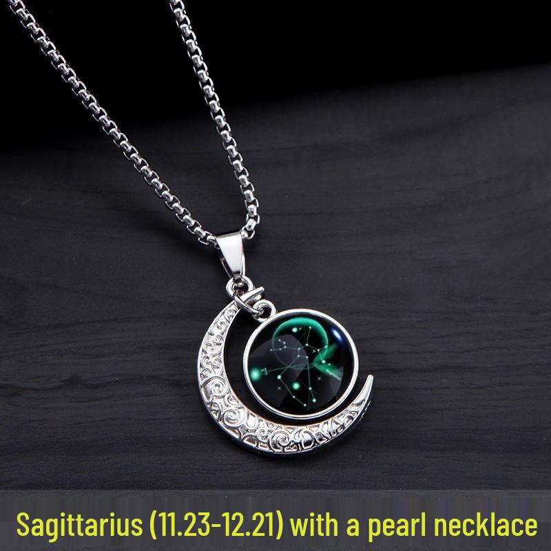 Twelve Constellations Pendant Necklace - Unisex Trendy Retro Earthy Cool Hip Hop Fashion Gift