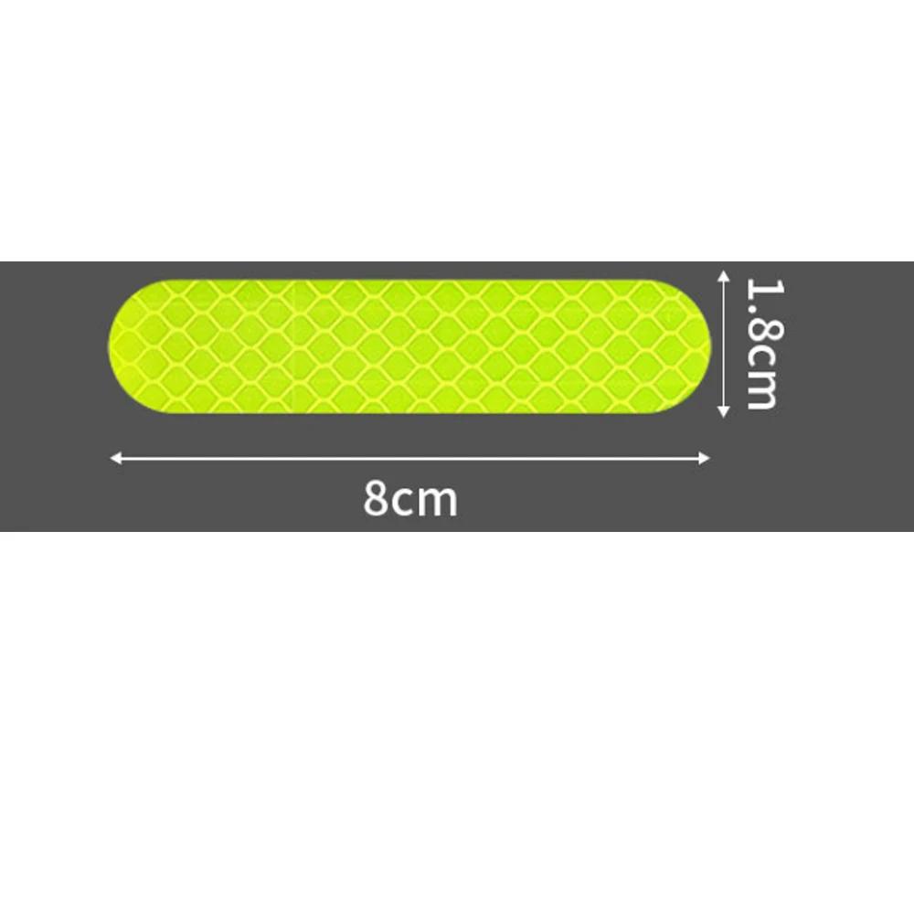 

Motorcycl Helmet Safety Warning Reflective Stickers Strip Waterproof High Visibility Reflector Tape For Night Riding Walking Car 10 green ones зелений