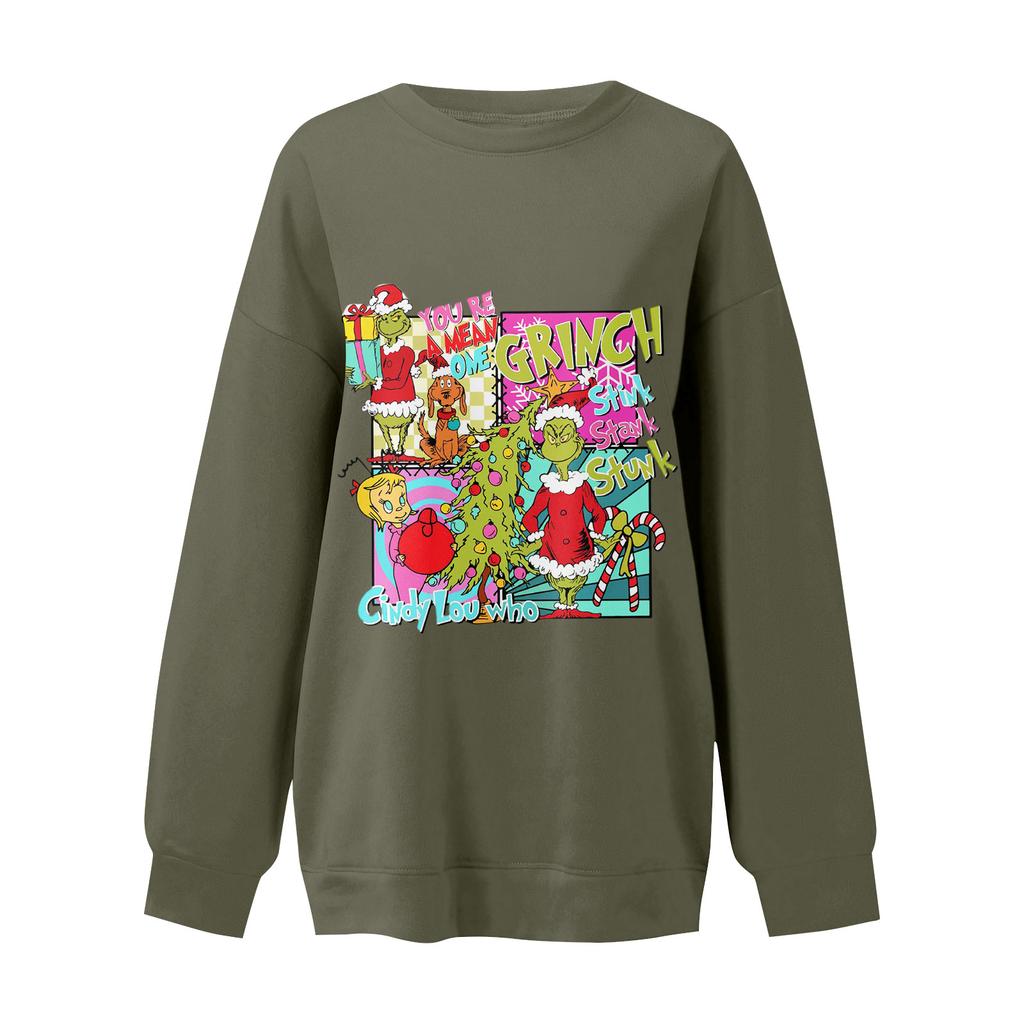 Pull-over à manches longues pour femme avec imprimé de Noël amusant