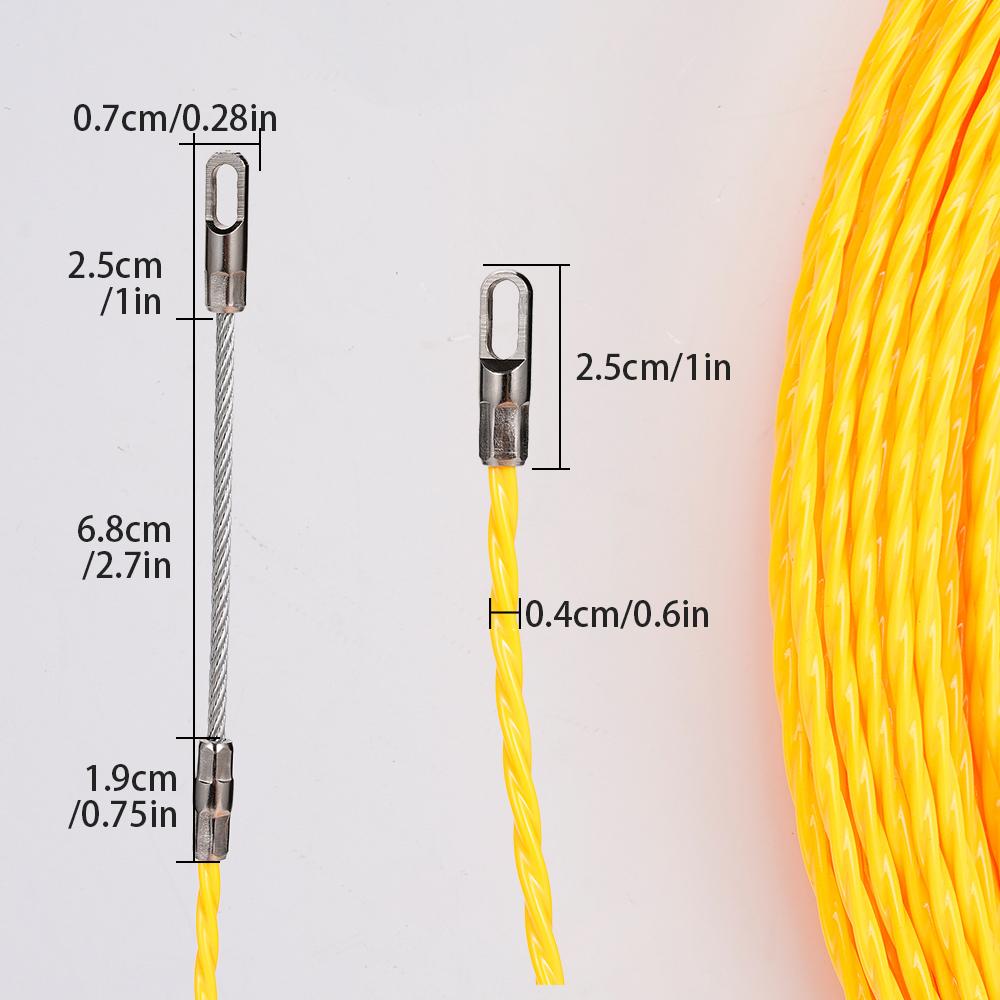 4mm Electrician Tape Conduit Ducting Cable Puller Tool 10-50M Fiberglass Rodder Fish Tape Cable Push Puller Wiring Installation