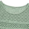 Summer Casual Women's Lace Hollow Slimming T-Shirt Round Neck Short Sleeve Solid Color Blouse Spring Fashion