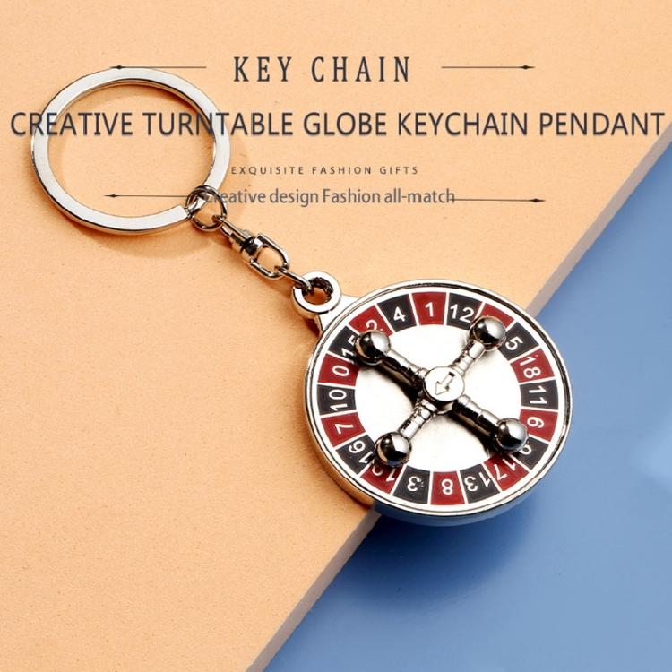 Glücksrad Schlüsselanhänger Legierung Drehbarer Schlüsselanhänger Langlebig Rundes Rouletter Schlüsselanhänger