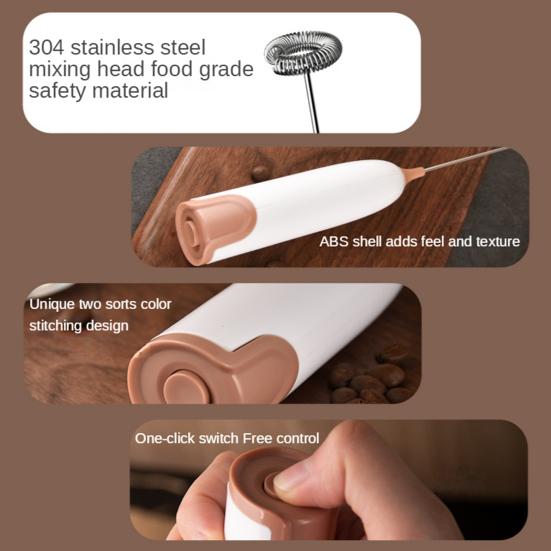 1 Set Cream Frother Battery Powered Handheld Breaking Foaming Electric Egg Beater for Kitchen