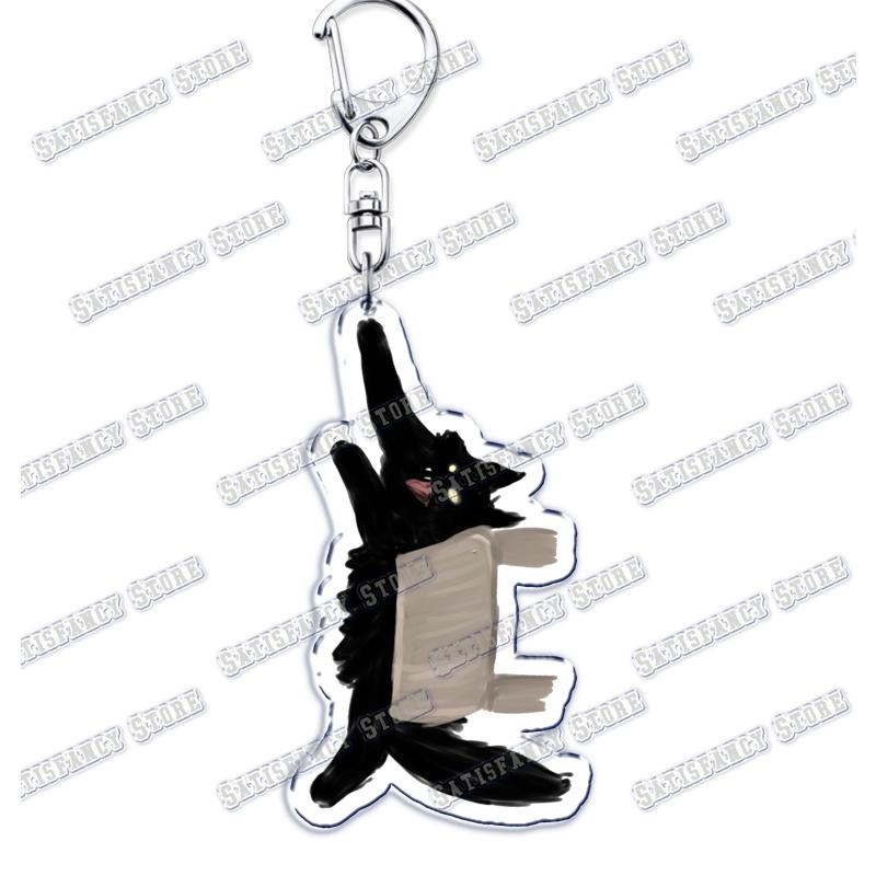 Cute Kawaii Little Black Cat Acrylic Keychains Funny Pet Kitty Keyring for Accessories Bag Pendant Key Chain Jewelry Fans Gifts