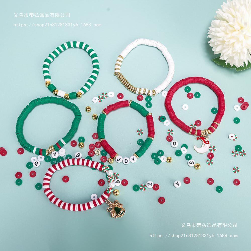 Diy Children'S Christmas Bracelet Necklace Multicolor Clay Bead Letter Bead Spacer, Jewelry Accessories Set