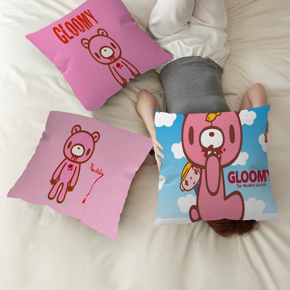 G-Gloomy Bear Cartoon Maple Design Cushion Cover Happy Autumn Harvest Decor Holiday Decorati Pillow Cover