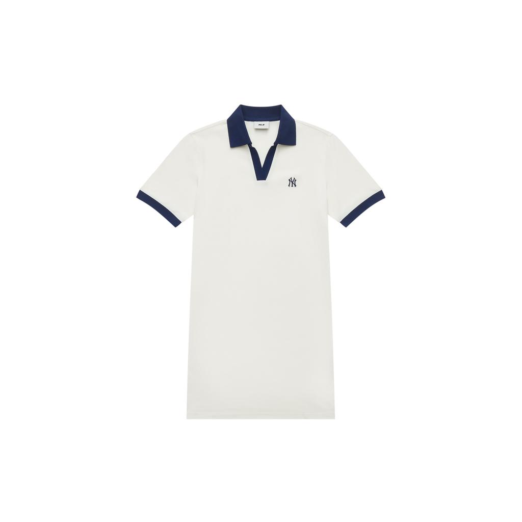 New MLB SS24 Short Sleeved Dress Women's Cream 3FOPB0343-50CRS