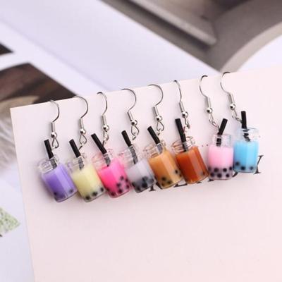 1 Pair Chic Drop Earrings Hypoallergenic Milky Tea Pendant Women Dangle