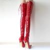 Fashion FHC 18cm High Heels Damen Overknee-Stiefel,Fetisch Bühnenshow Pole Dance Schuhe,Herren Cosplay Botas,Über dem Knie,Rot,Benutzerdefinierte Farben