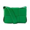 Borsa a tracolla mini da donna in pelle di agnello intrecciata, tinta unita, minimalista, a 6 scomparti, verde 666688VMAY13182