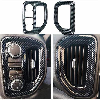 Carbon Fiber Dashboard Air Vent Outlet Trim Cover for Chevrolet Silverado 19-21