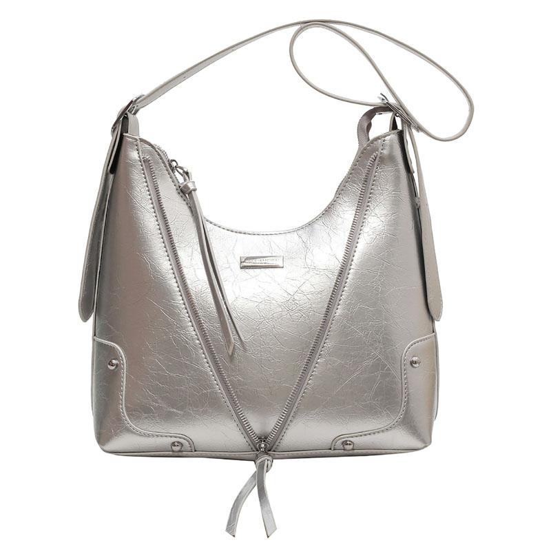 Light Luxury Fashion Shoulder Bag High-End Zipper Design Solid Crossbody Bag New Autumn Winter Popular Commuter Bucket Pack