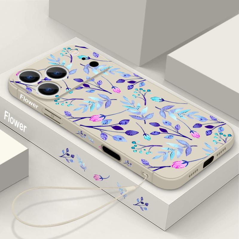 Colorful Leaves Case For iPhone 17 Pro Case for iPhone 17 16 15 14 13 17 Pro Max 16e 15 16 Plus Shockproof TPU Silicone Lanyard Phone Cover