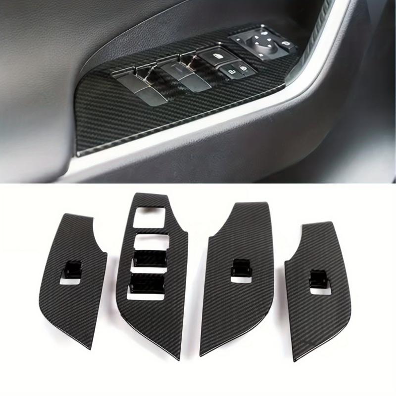 Suitable for ToyotaRAV4 2019-2026Carbon fiber interior door and window control panel cover trimLatch switch decorationNo Battery