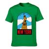 Statue Of Liberty New York Clouds Skyline Art Loose Vintage Distressed Washed Casual Tee