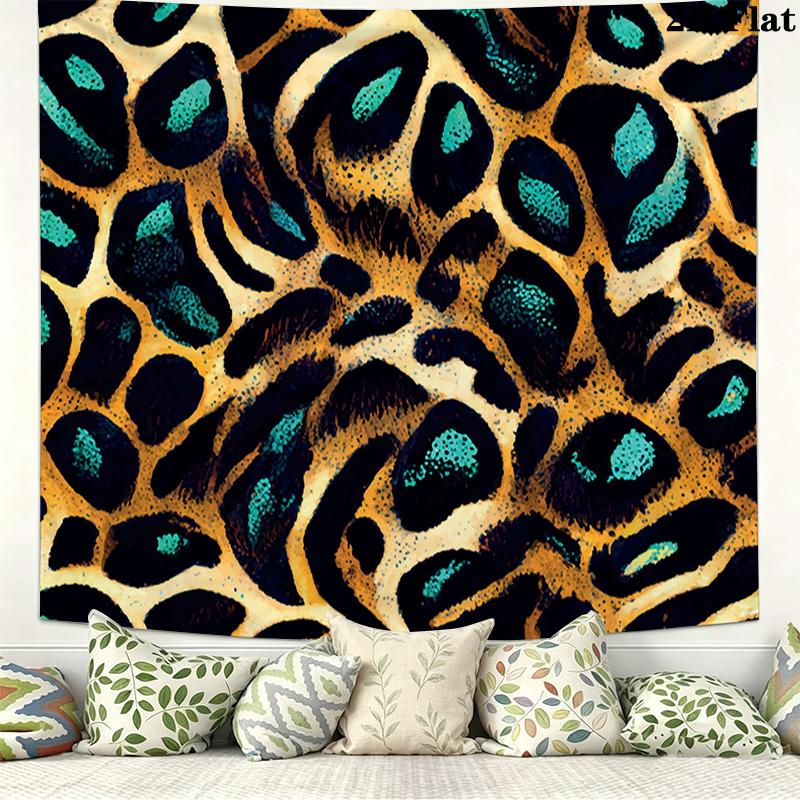 Cow Leopard Pattern Wall Tapestry Aesthetic Wall Hanging Printed Fabric Blanket Decorative Tapestries for Bedroom Living Room Home Decor