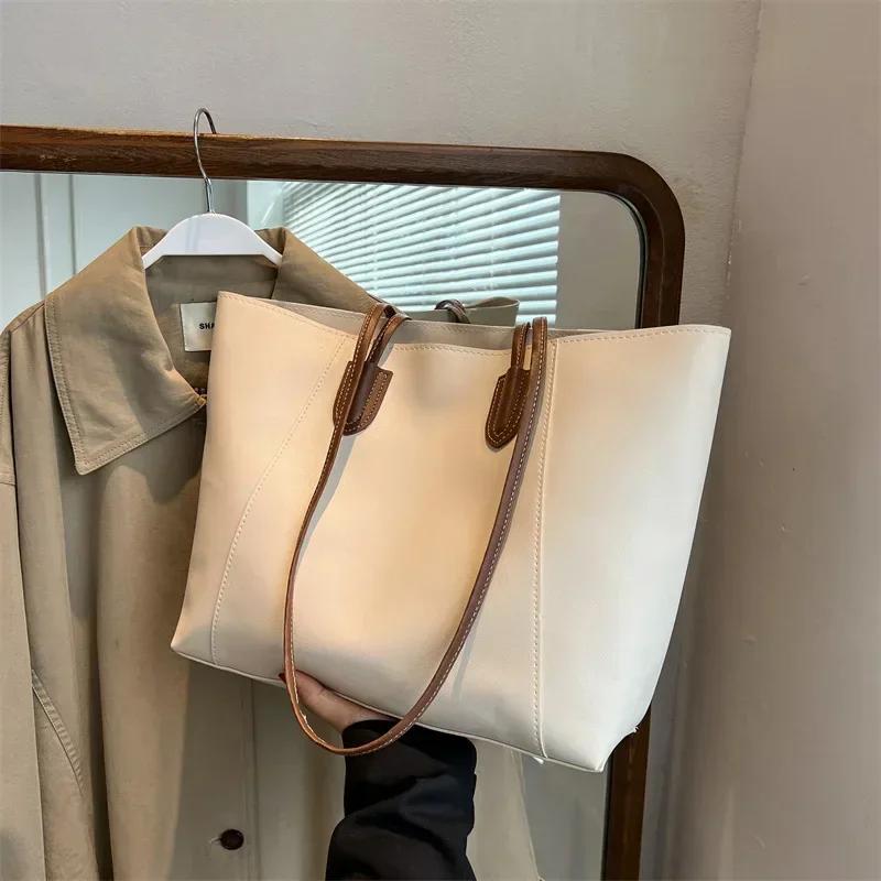 Hot Selling Light Luxury Sewing Thread Pu Zipper Women's Handbag New Fashionable Women's Commuting Shoulder Bag Tote Bag