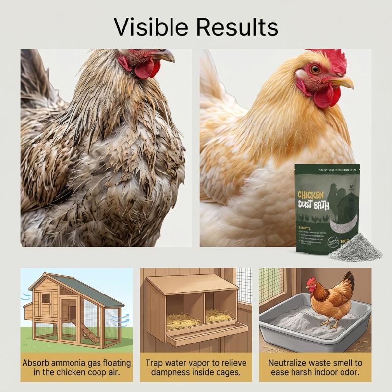 EELJOY Backyard Chicken Dust Bath Powder, Poultry Care Supply with Resealable Bag for Routine Plume Cleaning Support Use