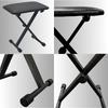 Folding Piano Stool from a Piano Specialty Store: X-Shaped Keyboard Bench, Lightweight (Approx. 2.2kg), Anti-Wobble Function, 3-Level Height Adjustmen