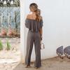 Spring and Summer Women's Jumpsuit One Shoulder Fashion Temperament Strapless Jumpsuit Casual Wide Leg Pants Female