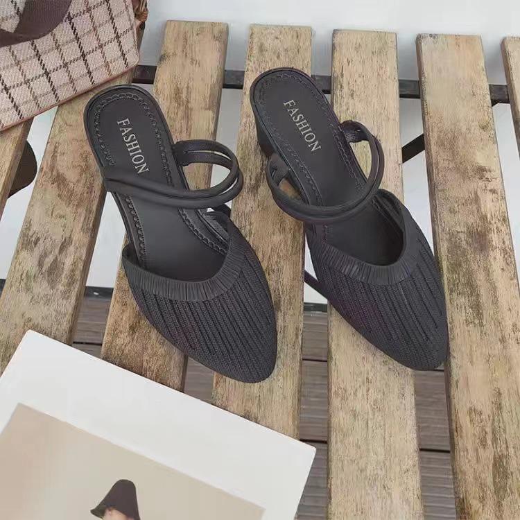 

Модные повседневные женские сандалии весна лето полушлепанцы для улицы удобные женские шлепанцы 35EU/CN36 чёрный