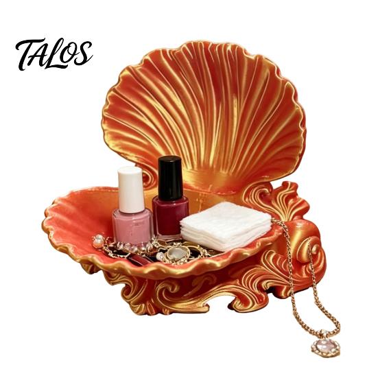 One-piece Molded Tray 3D Printed Shell Jewelry Tray, Decorative Desktop Storage Organizer for Dressing Trinket Dish Table, Opening Rings Earrings And