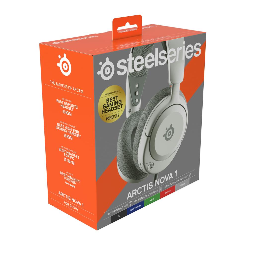 SteelSeries Arctis Nova 1 Gaming Headset Drivers Spatial Audio Comfortable Design Durable Ultralight Microphone PC Switch Xbox White Multi-System -
