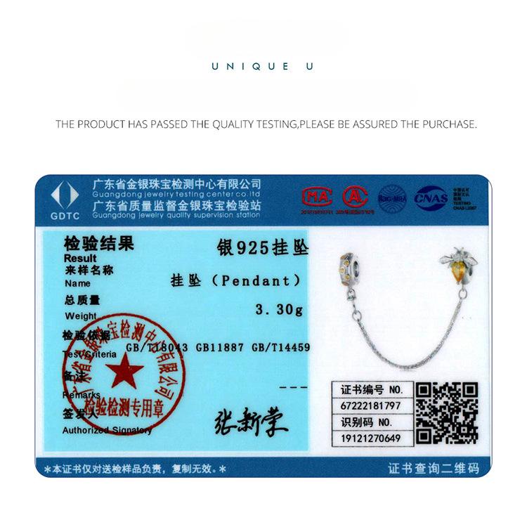 S925 Silver Bee Silicone Positioning Safety Chain, Mori Design Sense Diy Insect Beaded Accessories