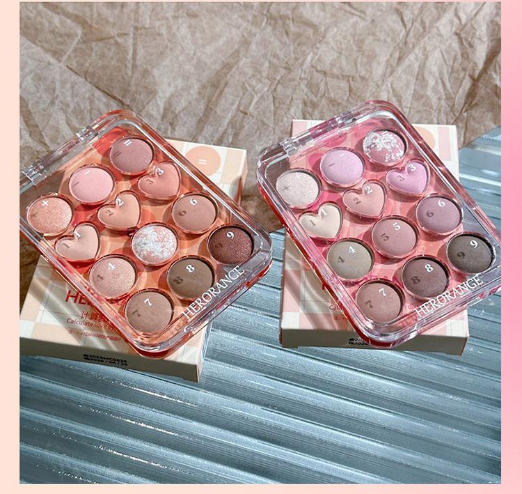 HERORANGE Heart Keyboard 12 Color Eye Shadow Long-lasting High Color Rendering Smooth Powder Eye Makeup