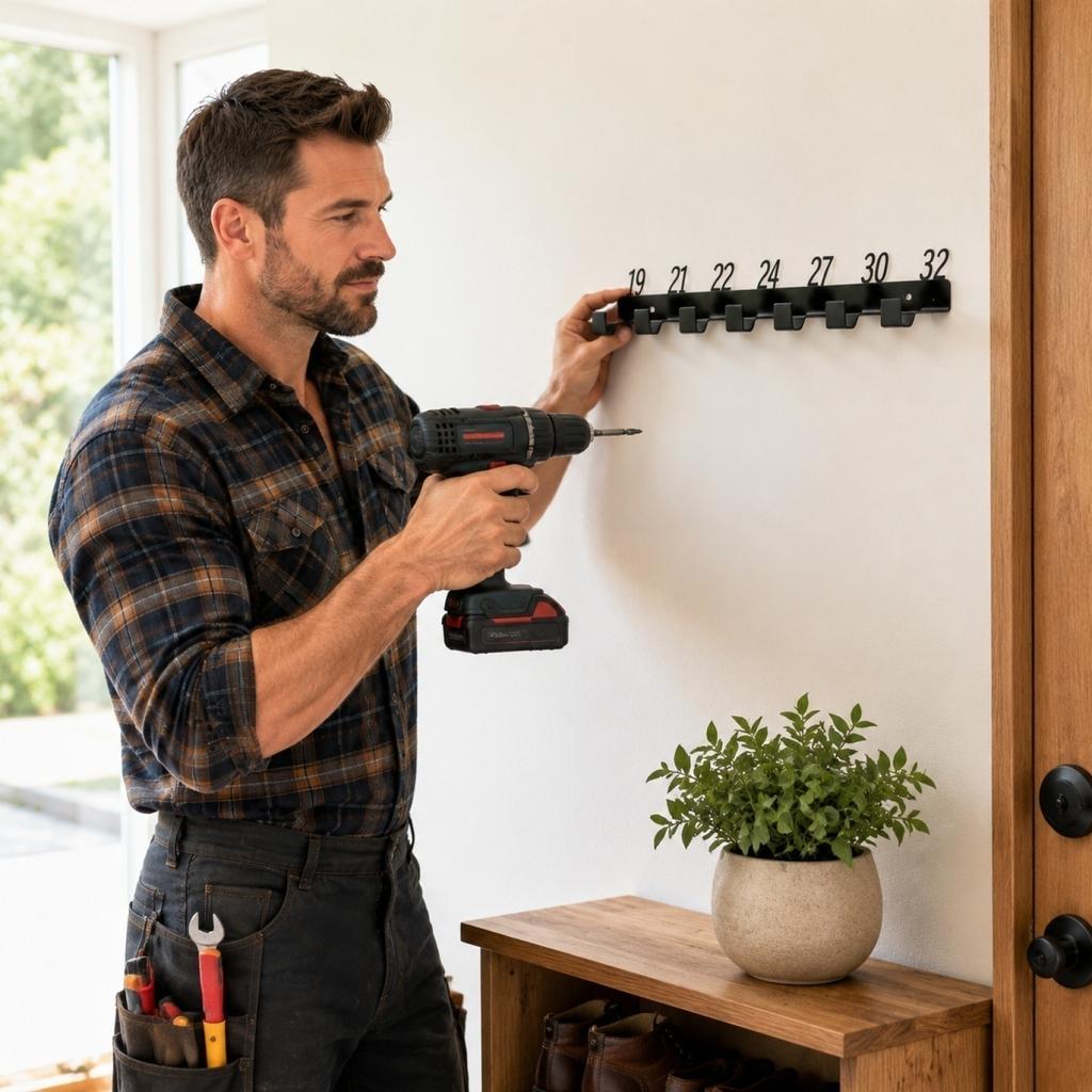 Wall Mounted Wrench Organizer Rack with Numbered Hooks Tool Storage Holder for Home Garage Workshop Tool Hanging and Easy Access