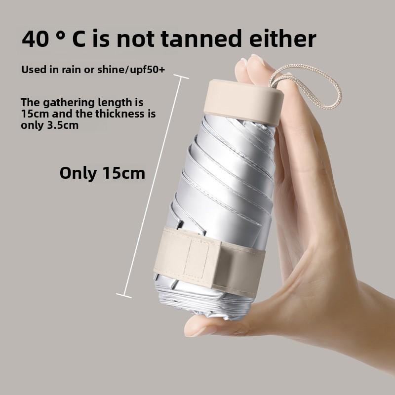 Titanium Silver Sun Protection 50+ Folding Capsule Umbrella for Women with High-end Ultraviolet 50% Off Sun Protection