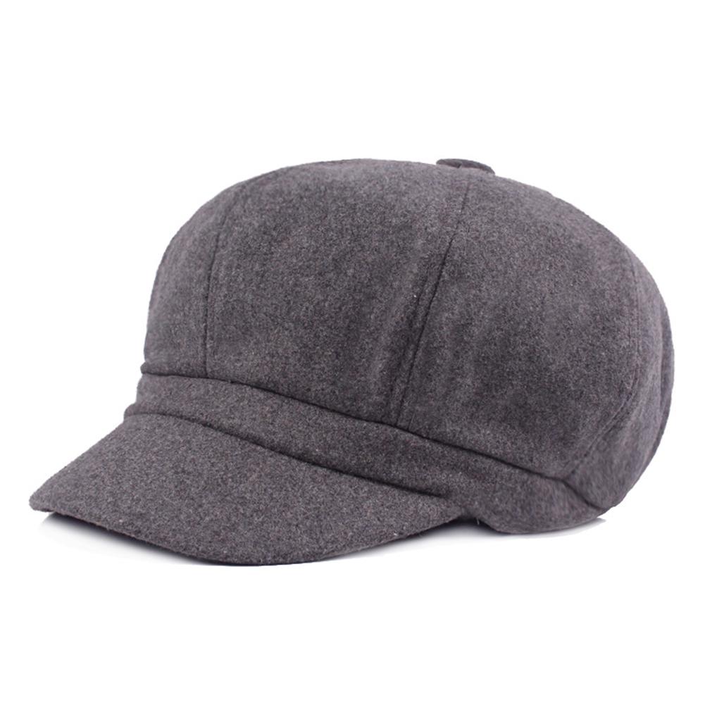 Women Woolen Adjustable Octagonal?Peaked Cap Chic Baseball Hat Gift