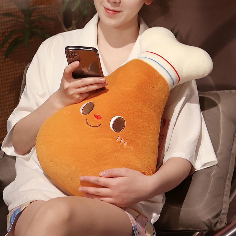 Cartoon Plush Hamburger Toy Smile Face Drumsticks Stuffed Funny Food Toast Pillow Cushion Chair Seat Sofa Decor Kids Girls Gift