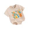 Baby Girls and Boys Romper Round Neck Short Sleeve Letter Print Jumpsuit Newborn Toddler Summer Outfits