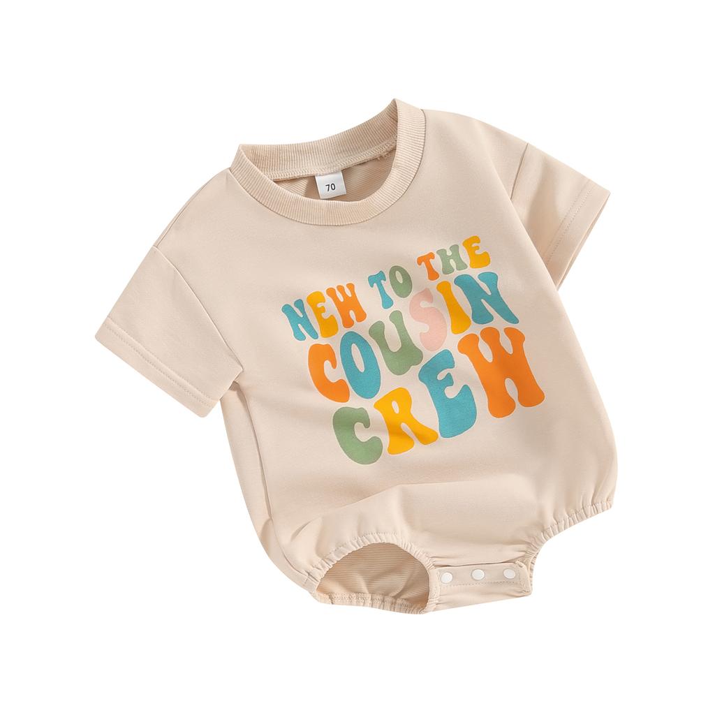 Baby Girls and Boys Romper Round Neck Short Sleeve Letter Print Jumpsuit Newborn Toddler Summer Outfits