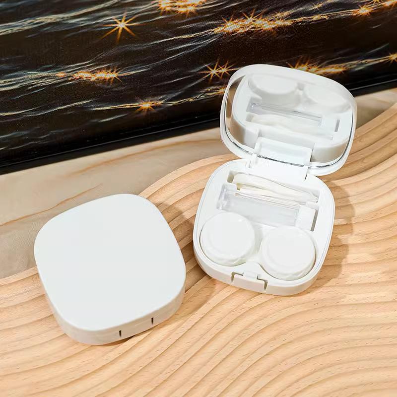

Portable Macaron Contact Lens Case with Mirror - Compact Travel Kit for Colored Lenses