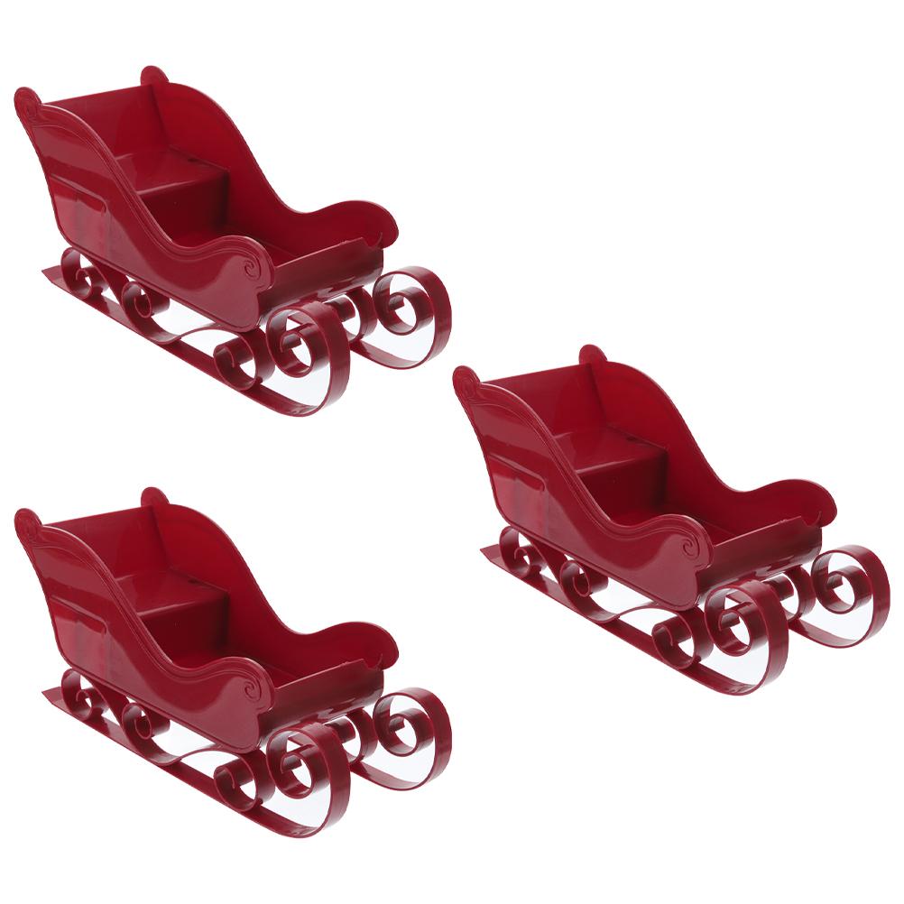 3 Buc Decoratiuni Pom de Craciun Sanie Sanie de Birou Ornament Xmas Rosu Adornament Delicat