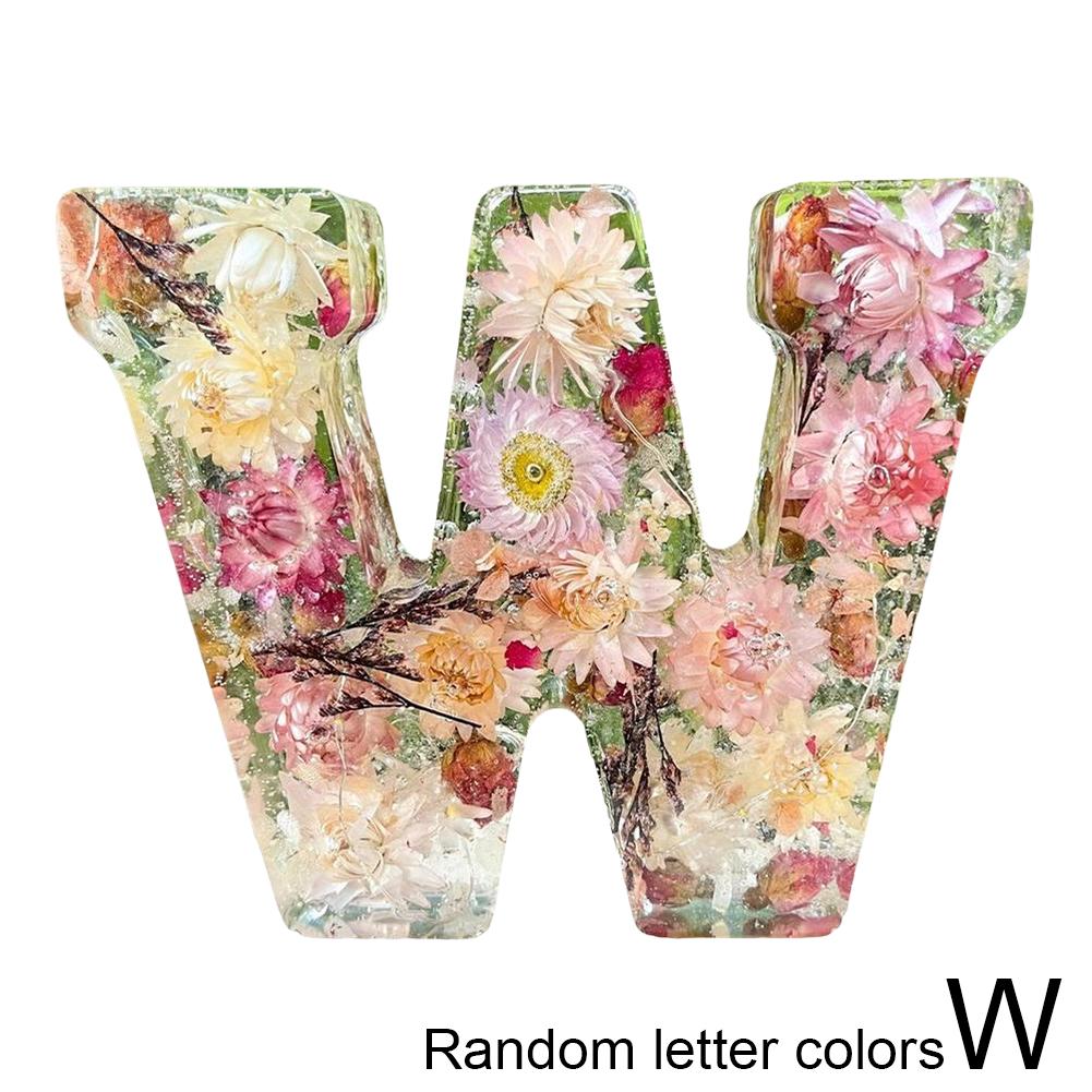 Floral Letter Night Light Alphabet Letter LED Lights Luminous Number Lamp Decorative Resin Lamp With Initial Letter & Dry Flower