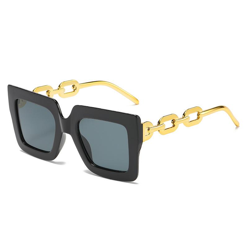 205 New Square Sunglasses 2024 Personalized Chain Large-Frame Glasses, High-End Street Photography Trendy Sunglasses