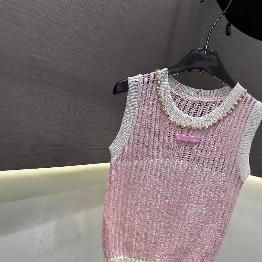 European Chic Hollow Knit Vest - Slimming, Flattering Short Top (2026 Summer Collection)