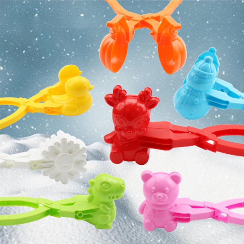 4Pcs Cute Bear Duck Dinosaur Snowball Clip Snow Clay Ball Maker Creative Snowballs Mold Snow Shovel For Kids Outdoor Sports Snow Toy