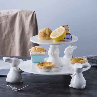 Kreativ keramik i nordisk stil Söt kanin Kakform Snacksställ Dessertvisningsställ Bröllopsfestdekoration Hushåll