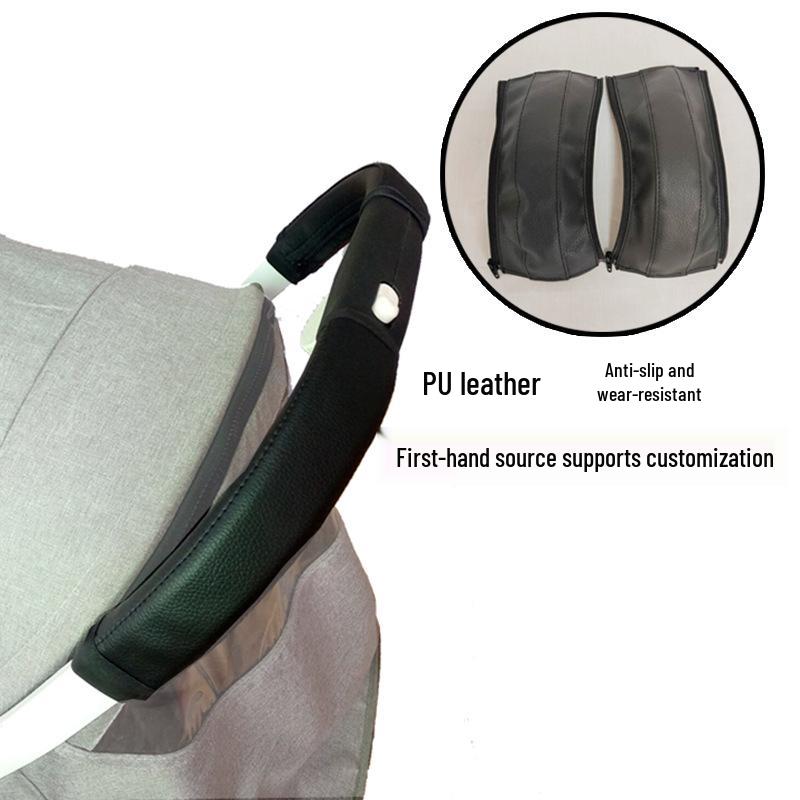 Zippered PU Leather Stroller Handle Cover - Removable & Washable Universal Accessory